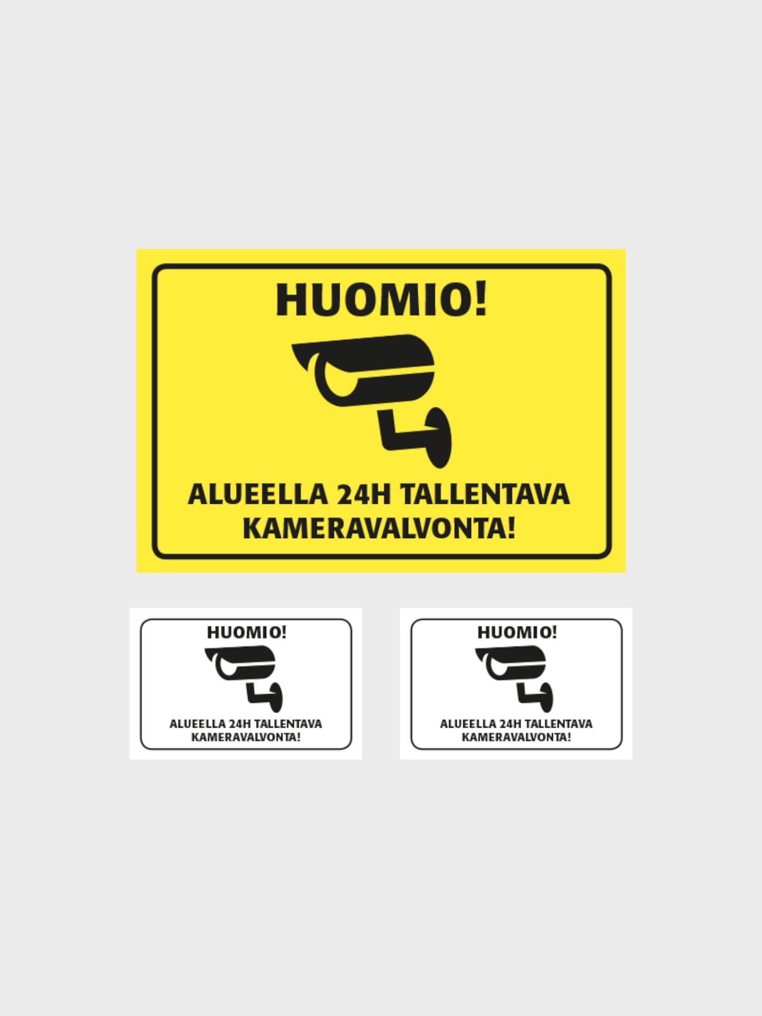 Valvontakyltti ja ikkunatarrat 2 kpl