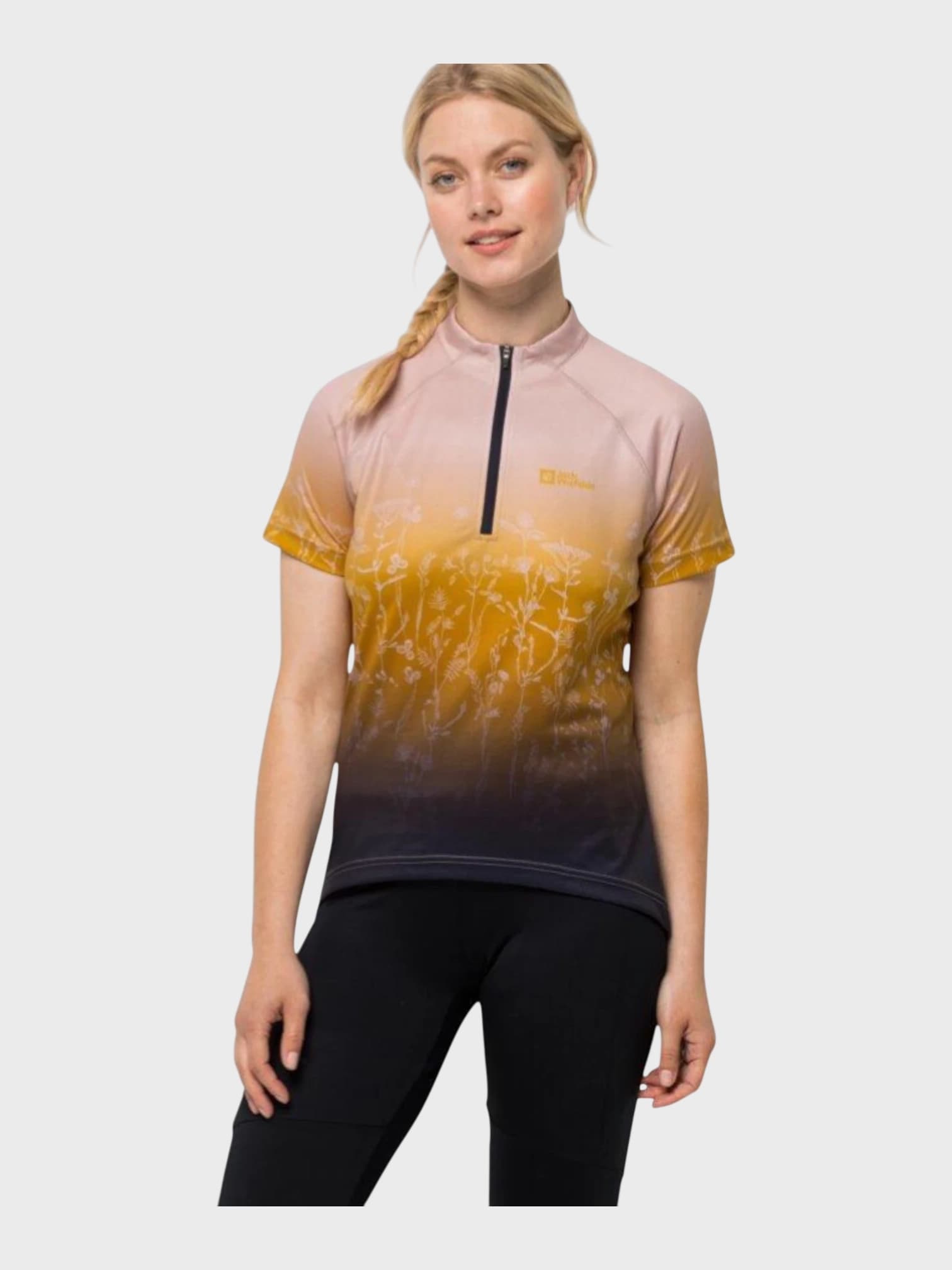 Morrobia Half Zip Print naisten t-paita pyöräilyyn